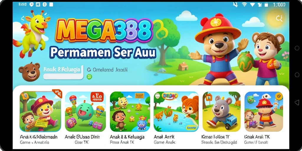 Tampilan antarmuka MEGA388 yang ceria dan edukatif untuk anak-anak.