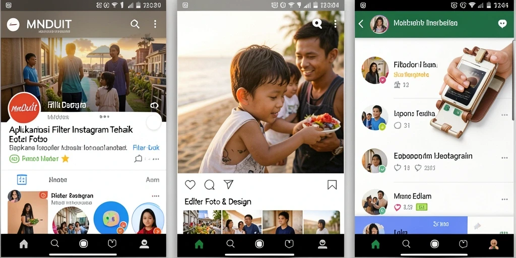 Antarmuka menarik dari MNDUIT untuk editing foto Instagram.