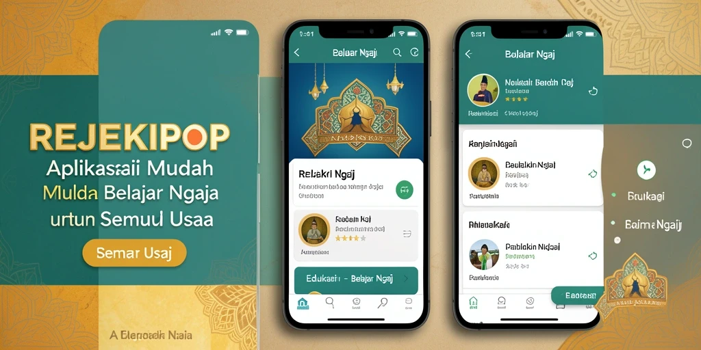 Antarmuka aplikasi Belajar Ngaji REJEKIPOP yang intuitif dan menarik.