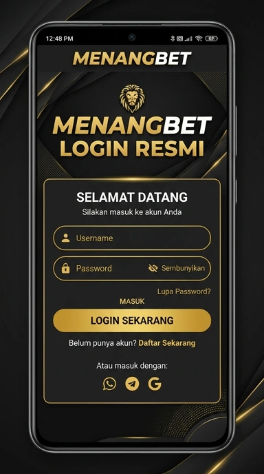 Tampilan halaman login menangbet